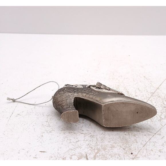 Vintage Metal Shoe Pin Cushion Ornament Beaded w/ White White Faux Pearl - Picture 8 of 12